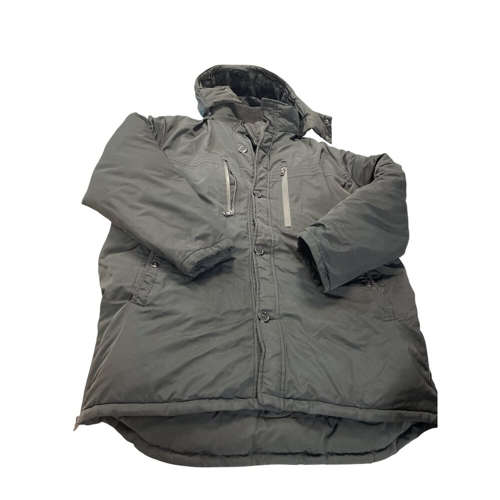 Spire Mens Black faux fur Hooded Winter Parka heavy winter coat 5XL SKU 9338
